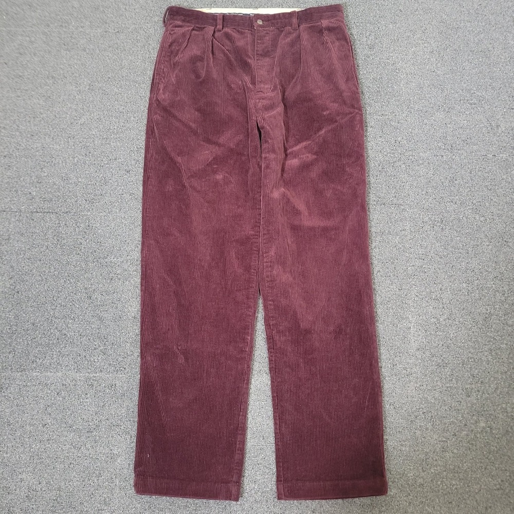 Polo Ralph Lauren Size 34x31 Corduroy Pants Mens Burgundy Pleated Polo Cords